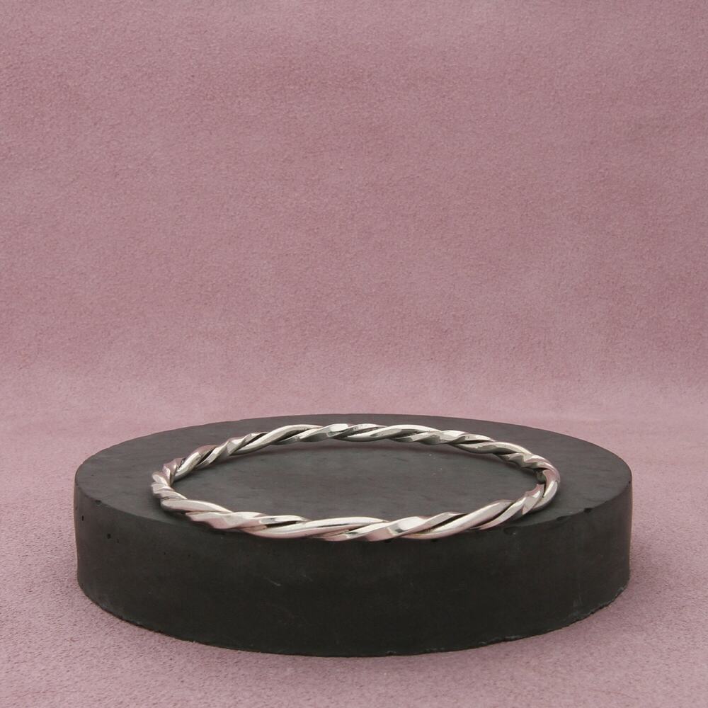 sterling silver vintage twisted stack bangle bracelet size 7.5in